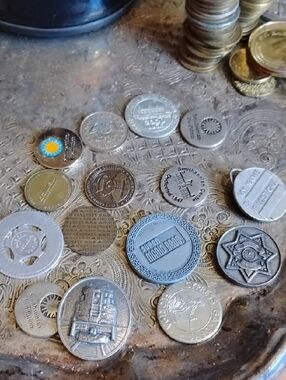 Mixed Vintage Tokens and Medallions - Assorted Silver&Gold & Brass Tones